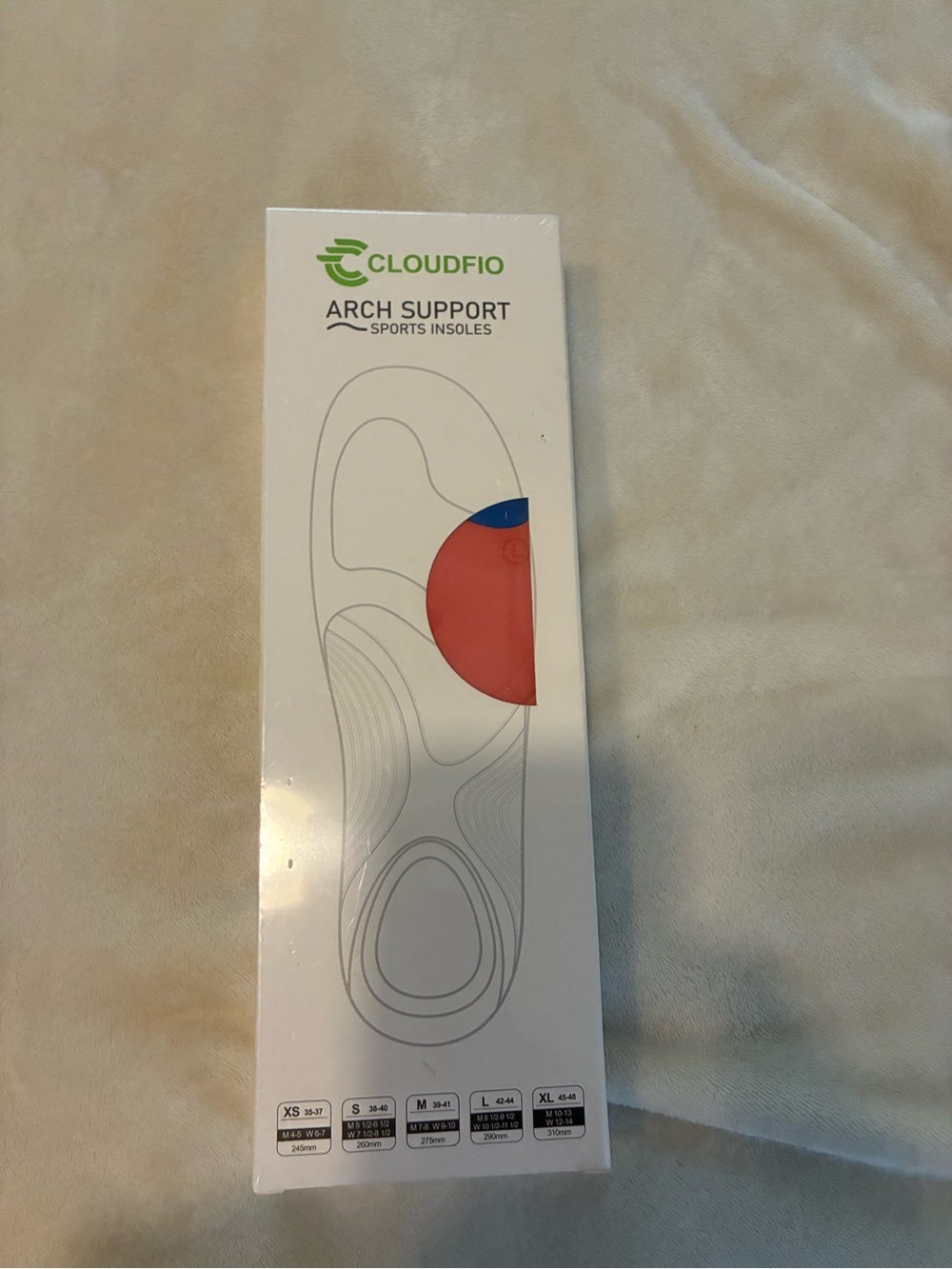 Cloud duo arch support sports insoles anti-fatigue size Large